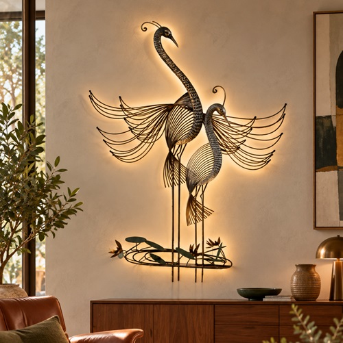 Curtis Jere 1988 Twin Heron Wall Sculpture