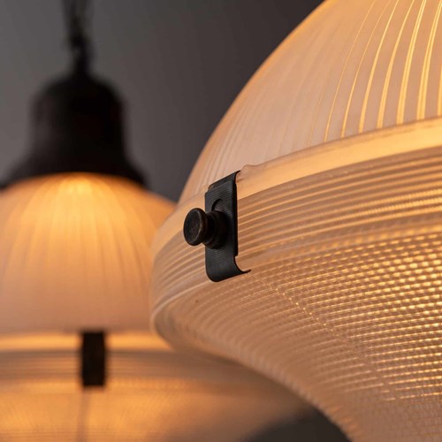 XL 14" Holophane 'Reflector-Refractor' Glass Pendant Light