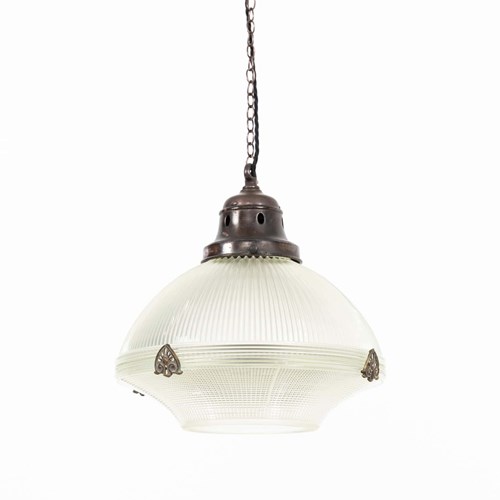 Holophane USA 'Reflector-Refractor' Glass Pendant Light