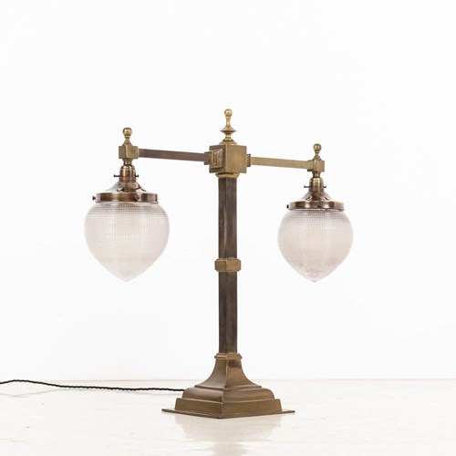 Double-Headed GEC / Holophane Brass Desk Lamp