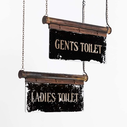 Antique Art Deco Ladies & Gents Toilet Signs