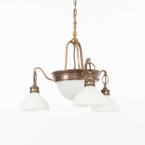 Jefferson 'Moonstone' 4-Part Brass Chandelier Bowl Light