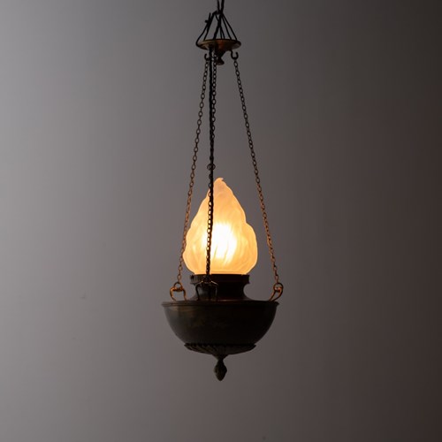 Brass GEC Sanctuary Flame Ceiling Pendant Light