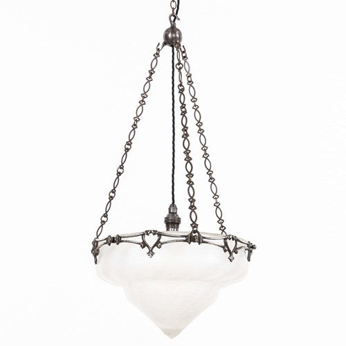 Antique WAS Benson / Powell Glass Plafonnier Light