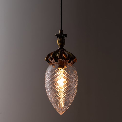 Edwardian Arts & Crafts Cut Glass Pendant Light