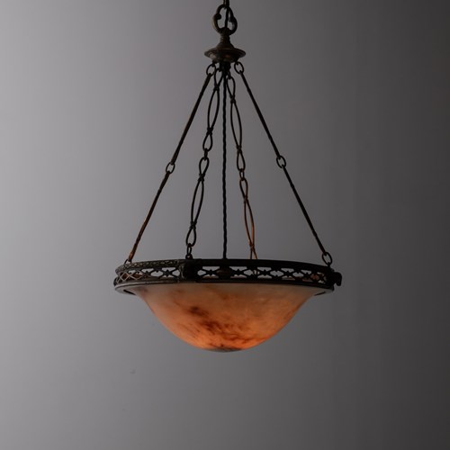 Large Antique Faraday & Son Alabaster Plafonnier Light