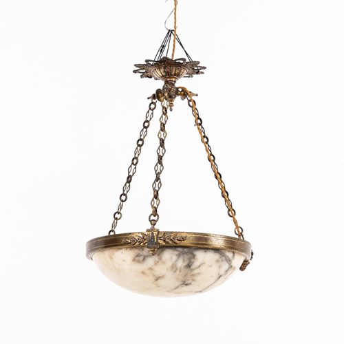 Antique French Alabaster Plafonnier Light