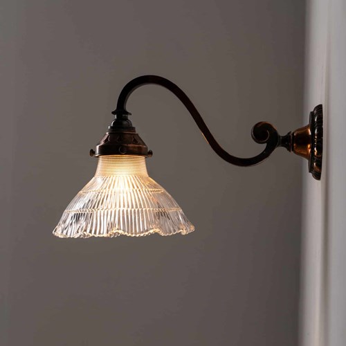 Early 20Th Century GEC / Holophane Copper Wall Lamp