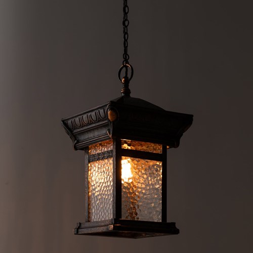 Antique GEC Glazed Copper Hall/Porch Lantern