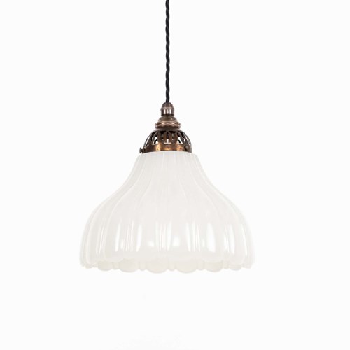 Single Antique Moonstone Glass Pendant Light