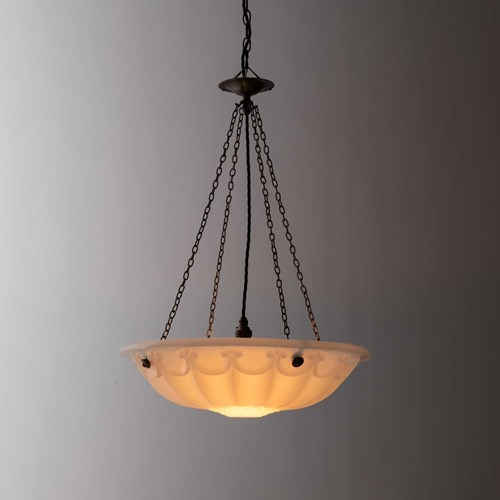 Large Antique 'Ripley Alabaster' Glass Plafonnier Light