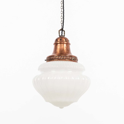 Antique GEC Moonstone Glass Pharmacy Pendant Light