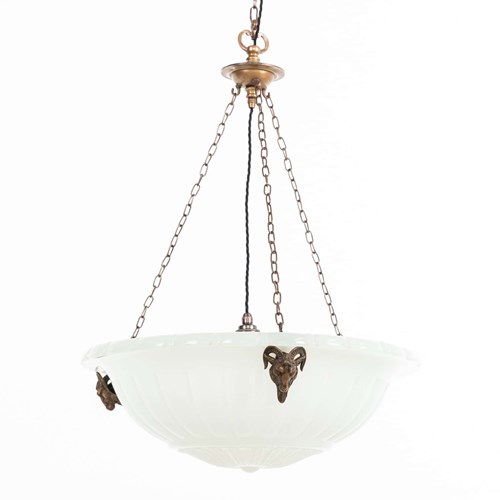 XL Ram's Head Moonstone Plafonnier Bowl Light