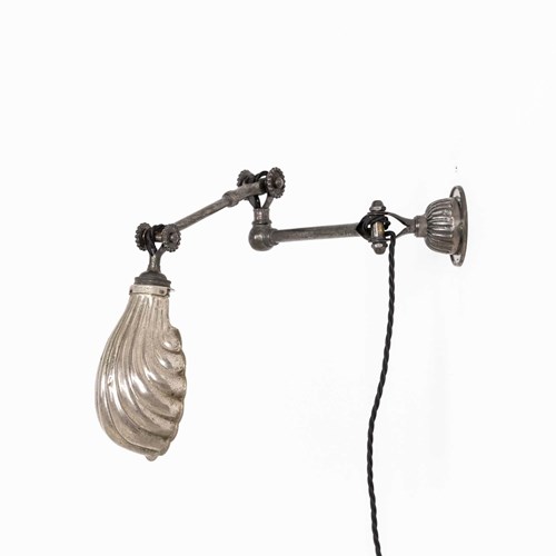 Diminutive Nickel/Brass Dugdills Industrial Wall Lamp