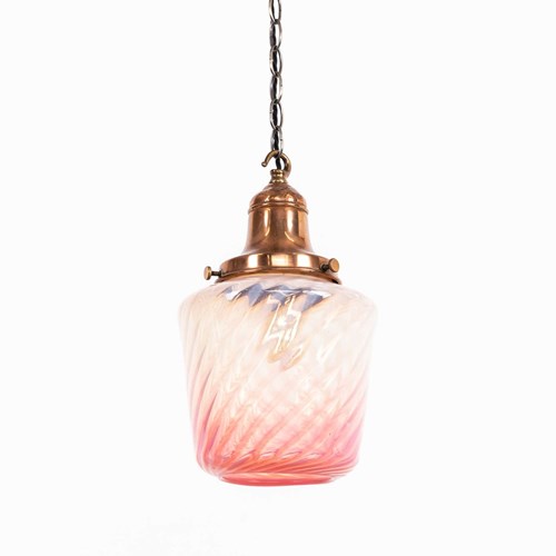 Antique Swirled Vaseline Glass Pendant Light