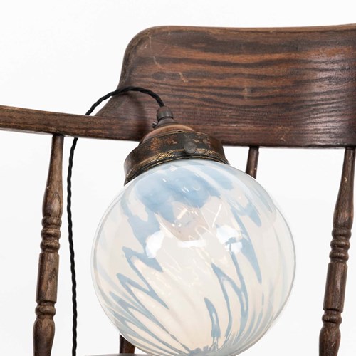 Arts & Crafts Vaseline Glass Globe Pendant Light