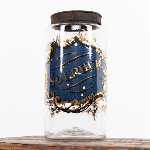 Victorian Glass Apothecary Sulphur Glass Display Jar