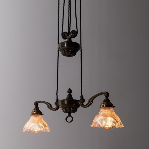 Art Deco Brass GEC Rise & Fall Ceiling Pendant Light