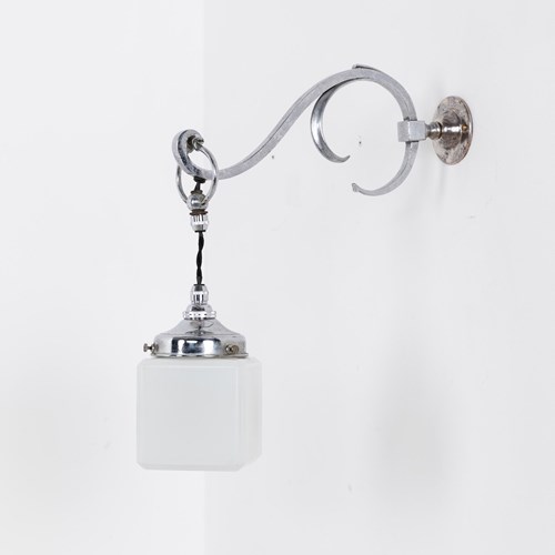 Art Deco Chrome & Opaline GEC Wall Lamp