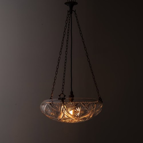 Art Deco Cut Glass Plafonnier Ceiling Pendant Light