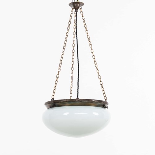 Antique GEC Opaline Glass Plafonnier Ceiling Bowl Light