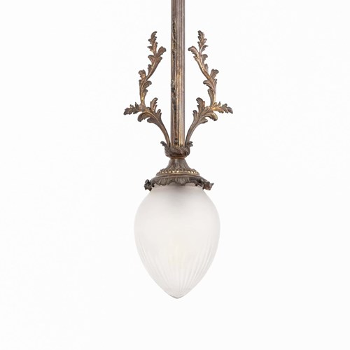 Early 20Th Century French Brass & Glass Ceiling Light