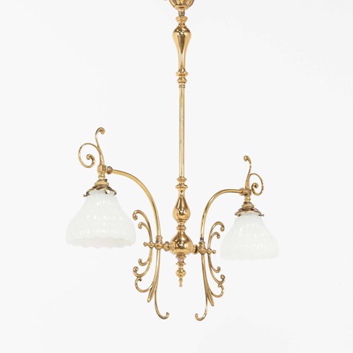 Edwardian Art Nouveau Two-Branch Ceiling Light