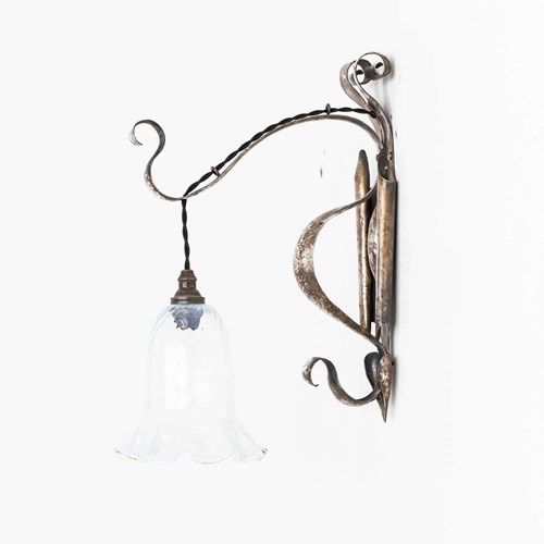 Nickel Plated Arts & Crafts Wall Lamp