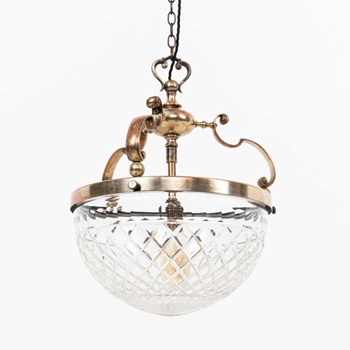 Large Antique Cut Glass GEC Plafonnier Light