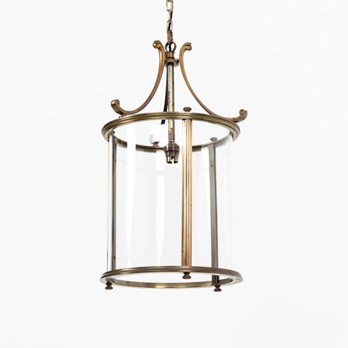 Large Brass French Glazed Hall Lantern