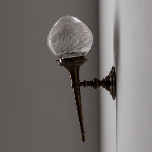 Brass GEC / Holophane Acorn Uplighter Wall Lamp