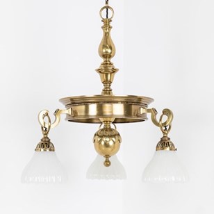 Brass GEC Moonstone Chandelier Pend...
