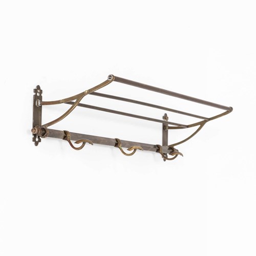 Art Deco Brass Hat & Coat / Luggage Rack