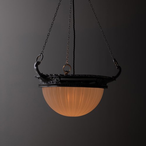 Large 14" Jefferson Moonstone Plafonnier Light Pendant