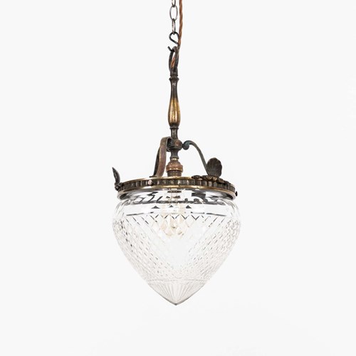 Large Edwardian Cut Glass Pendant Light