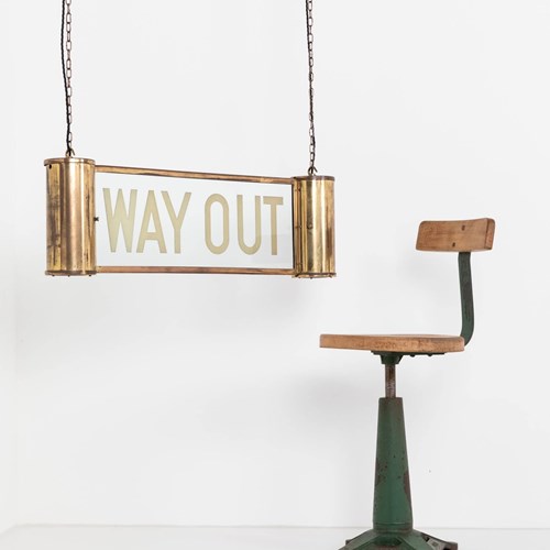 XL Edwardian Brass Illuminated Way Out Sign