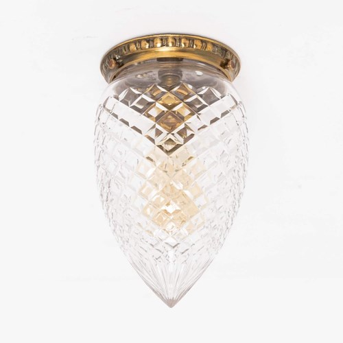 Edwardian Brass & Cut Glass Ceiling Light