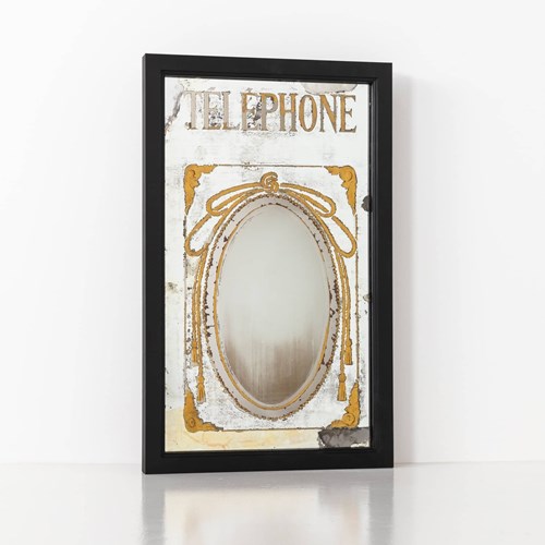 Early 20Th Century Reverse Painted French Telephone Mirror