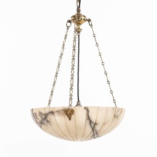 Antique Fluted Alabaster Plafonnier...