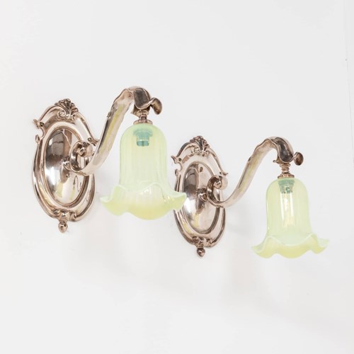 Pair Of Nickel Plated Richard Evered & Sons Wall Lamps Sconce