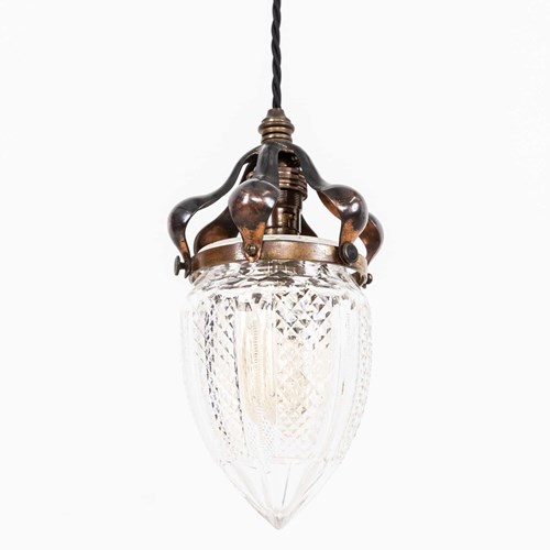 Late Victorian Arts & Crafts Cut Glass Pendant Light