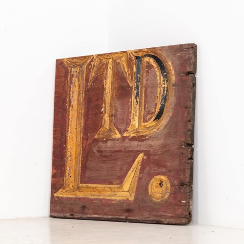Antique Hand Carved & Gilt Wooden LTD Shop Display Decorative Trade Sign