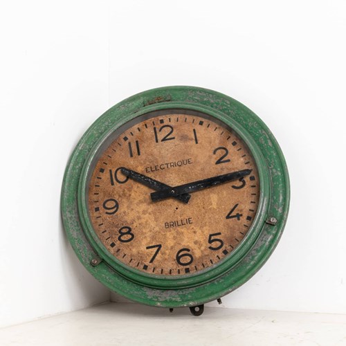 Large Industrial French Brillie Wall Clock