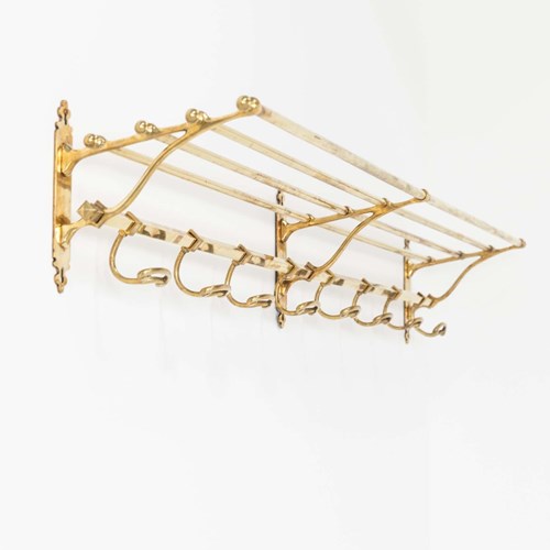 Huge Antique French Art Deco Railway Brass Coat / Luggage Rack