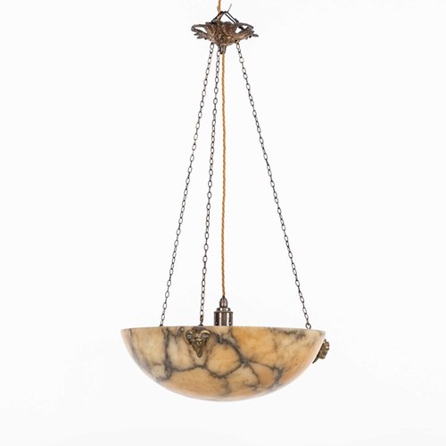 Antique French Alabaster Plafonnier Bowl Light