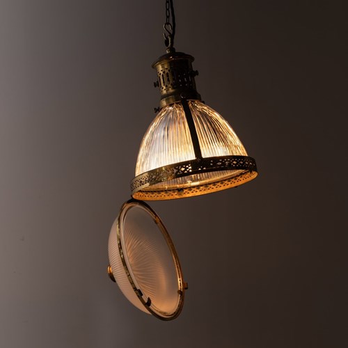 Antique French Holophane 'Excellite' Pendant Light
