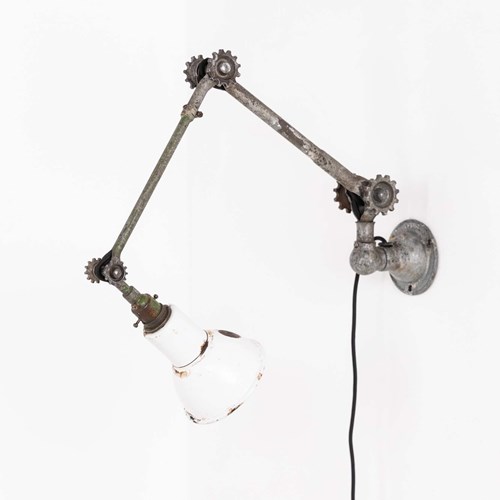Antique Cogged Two-Armed Industrial Dugdills Wall Lamp 