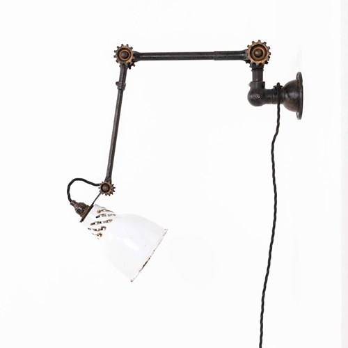 Early Cogged Two-Armed Dugdills Factory Machinist Lamp 