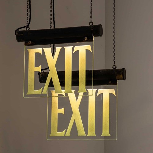 Antique Art Deco Glass EXIT 'Internalite' Illuminated Sign