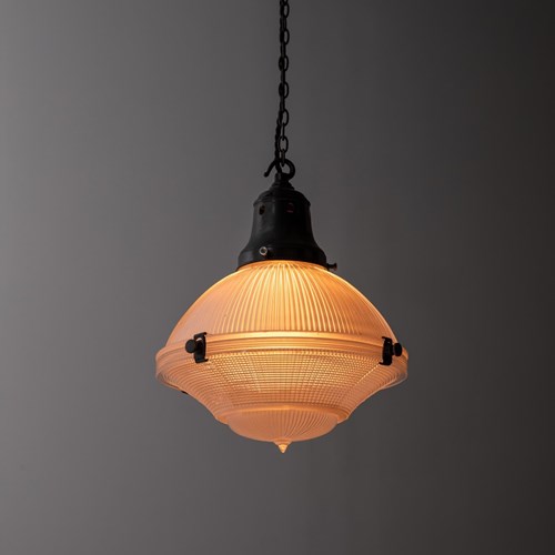 10" Three-Part Holophane 'Reflector-Refractor' Pendant Light